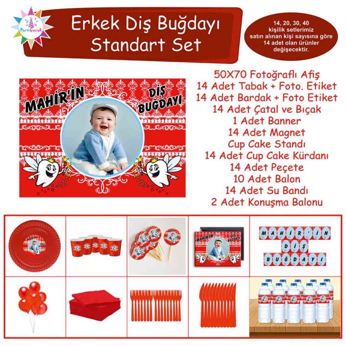 Diş Partisi Desenli Standart Set 
