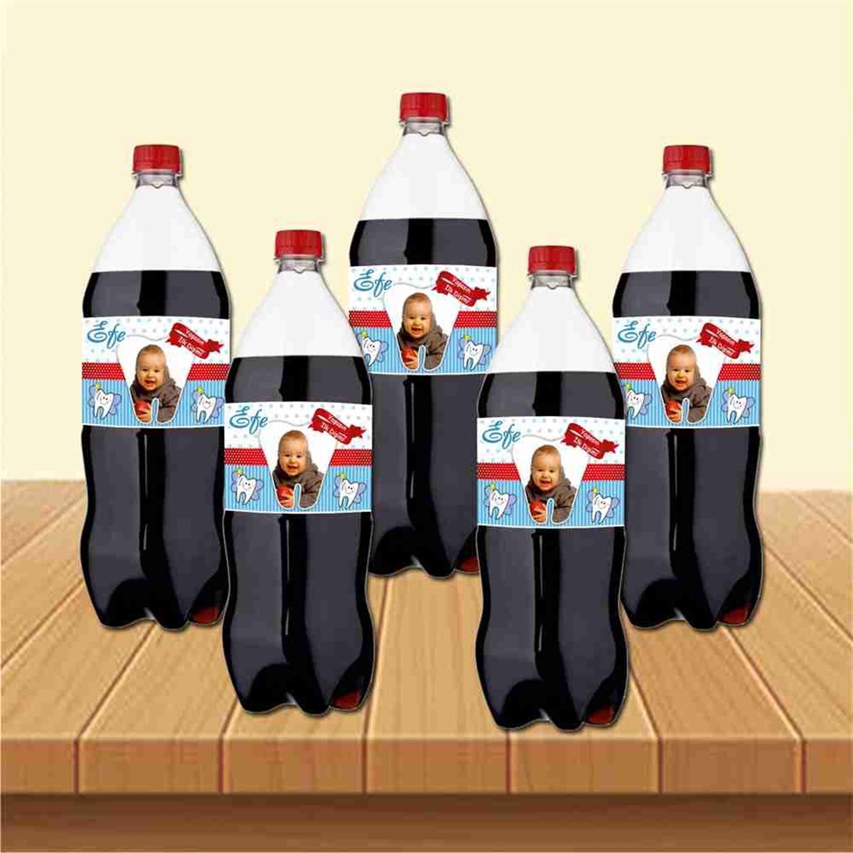Diş Partisi Diş Kırmızı Çerçeveli Cola Şisesi Bandı 