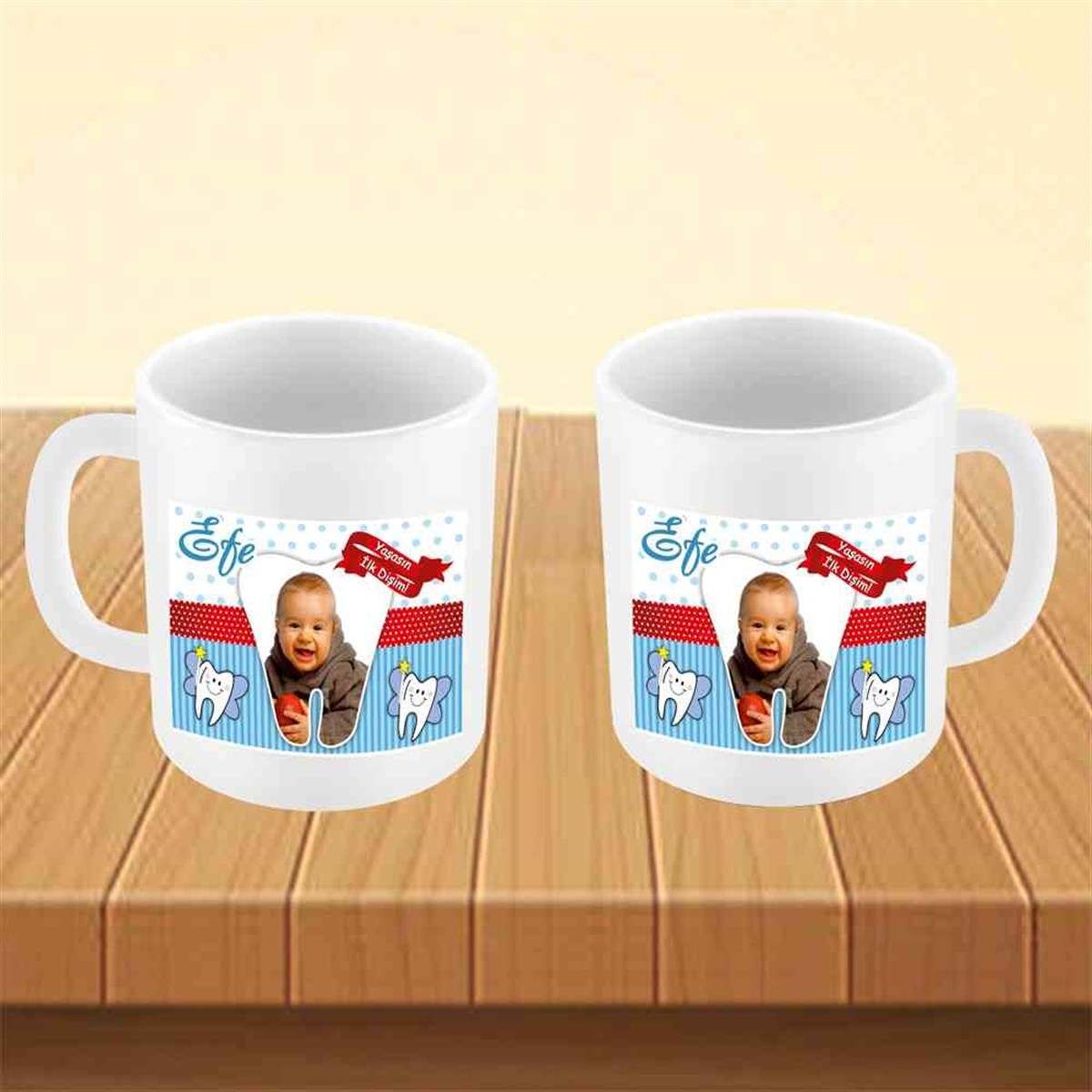 Diş Partisi Diş Kırmızı Çerçeveli Kupa Bardak Mug  
