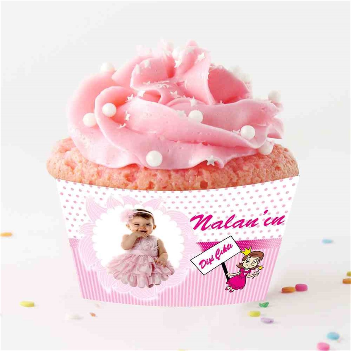 Diş Partisi Diş Perili Pembe Cupcake Sargısı 
