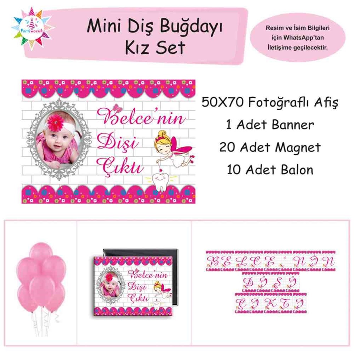 Diş Partisi Diş Perili Pembe Mini Set 