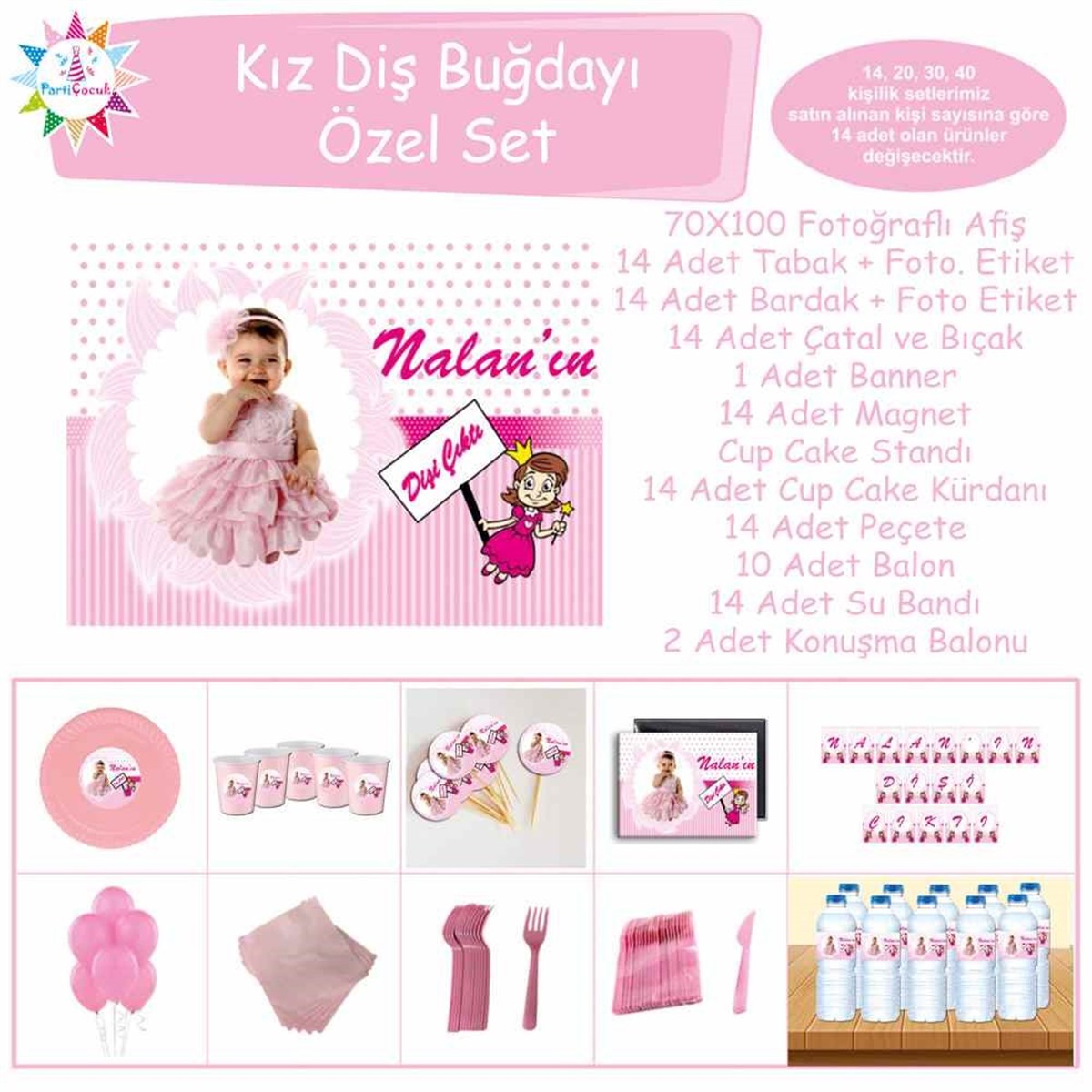 Diş Partisi Diş Perili Pembe Özel Set 