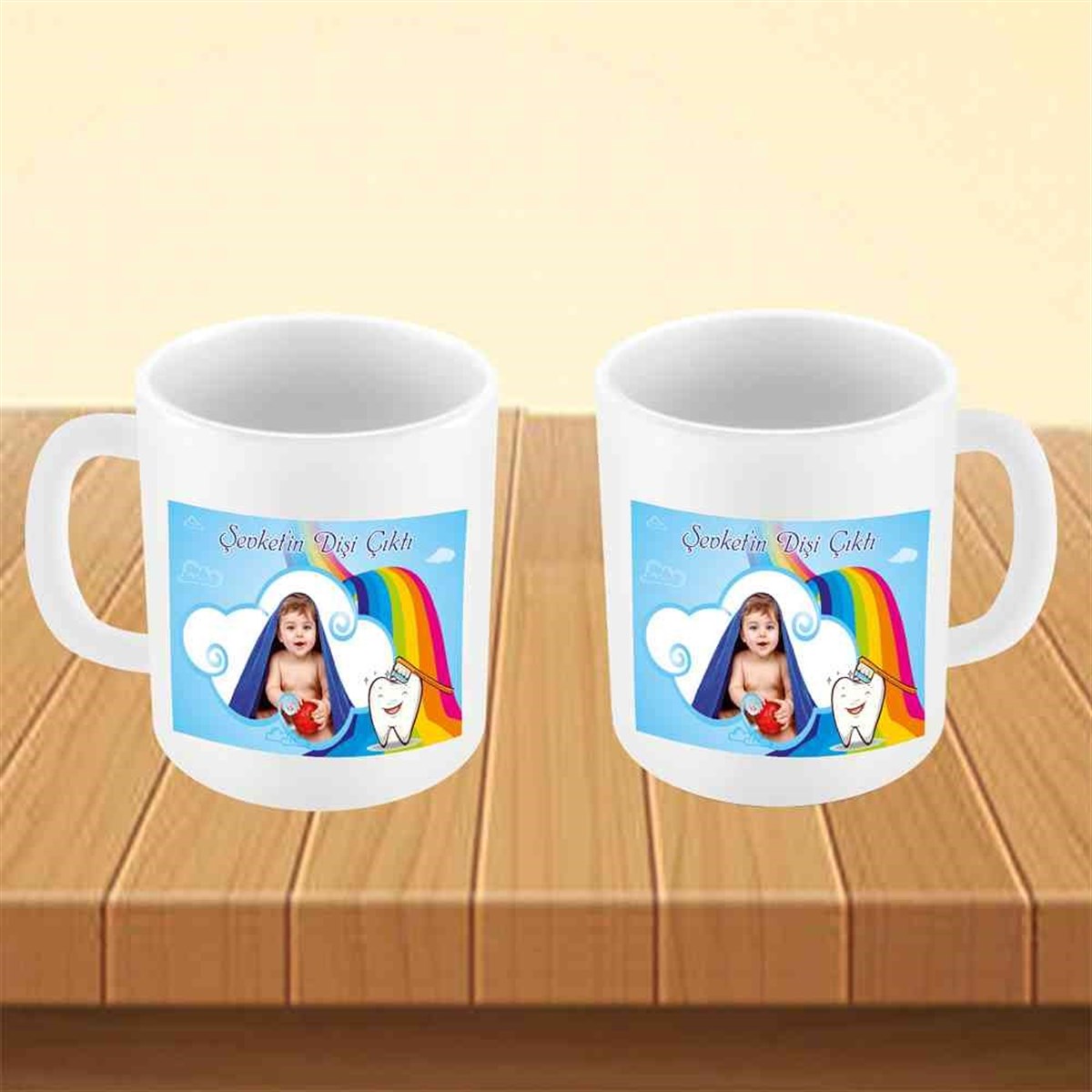 Diş Partisi Gökkuşağı Diş Fırçalı Kupa Bardak Mug  