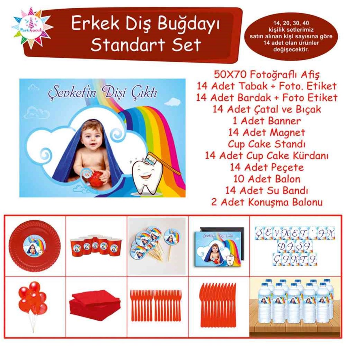 Diş Partisi Gökkuşağı Diş Fırçalı Standart Set 