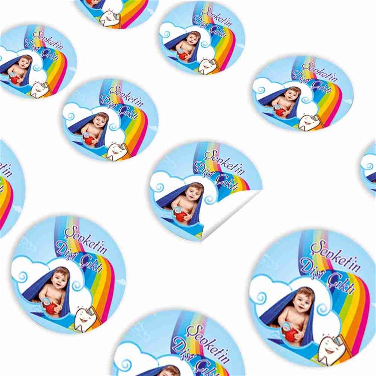 Diş Partisi Gökkuşağı Diş Fırçalı Sticker 30 Adet 