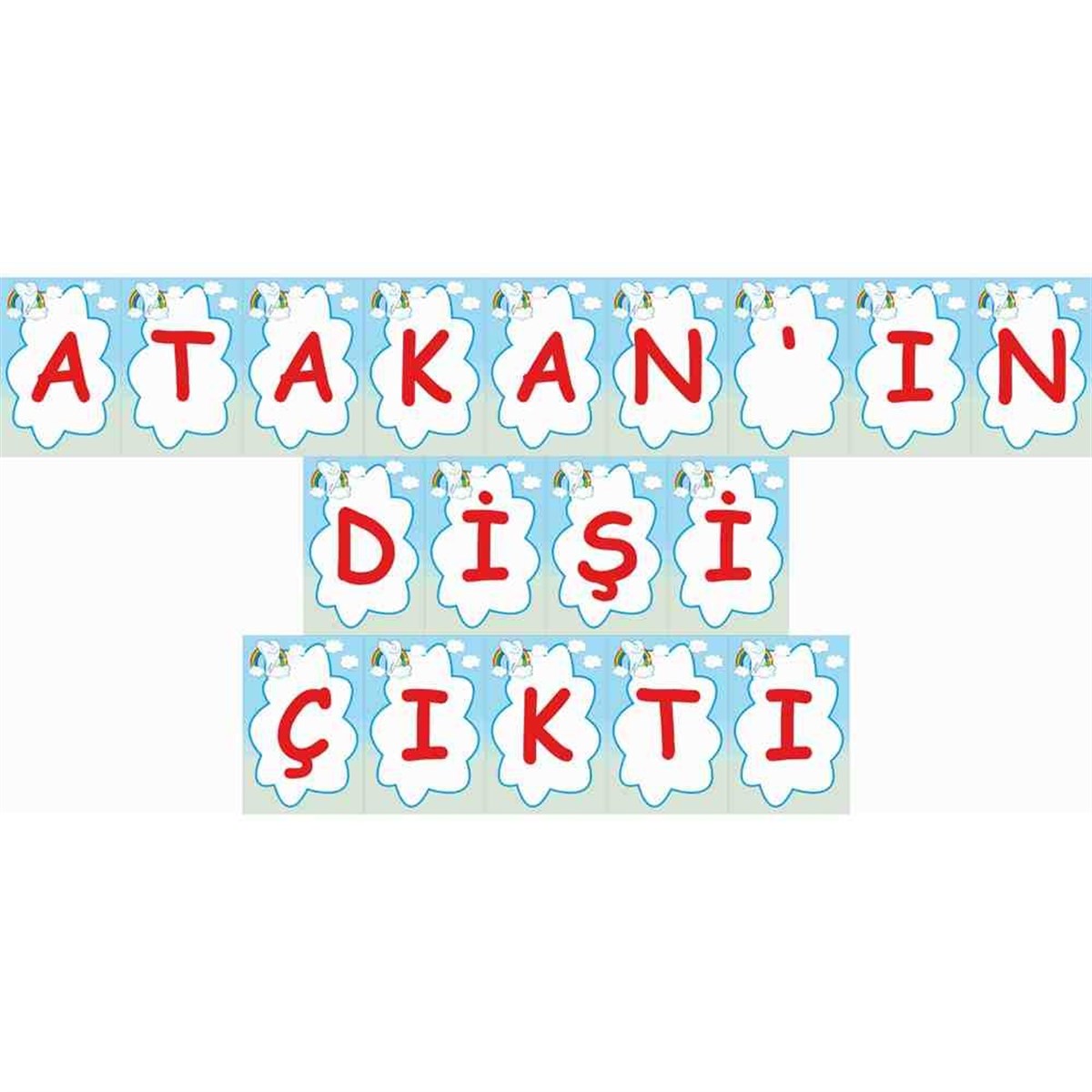 Diş Partisi Gökkuşağı Konsept Seti Harf Banner 
