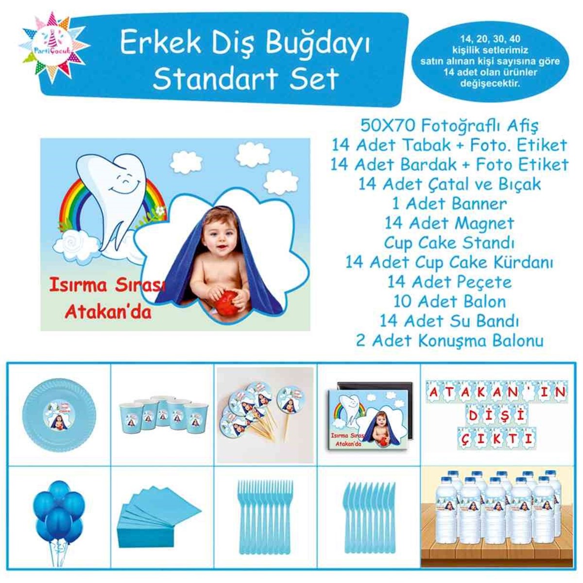 Diş Partisi Gökkuşağı Standart Set 
