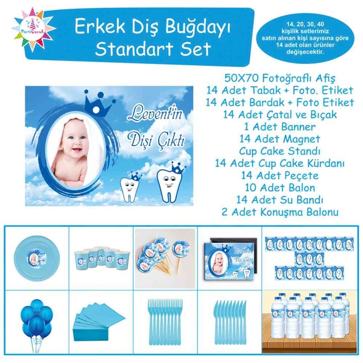 Diş Partisi Gökyüzü Temalı Standart Set 