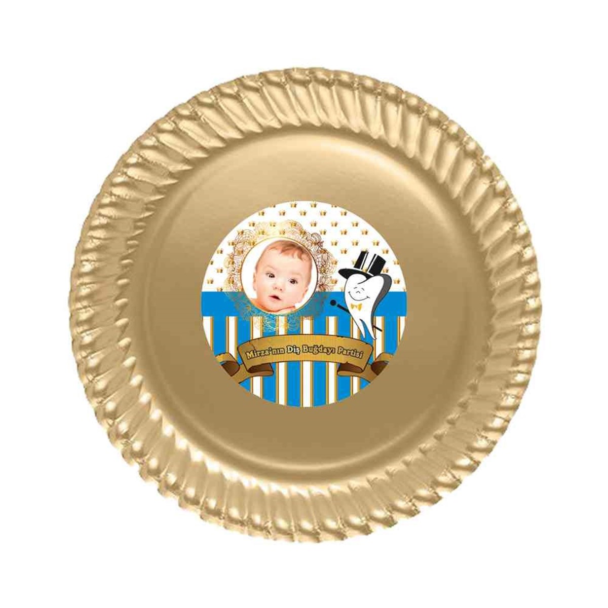 Diş Partisi Gold Şık Temalı Parti Süsleri Etiketli Tabak 