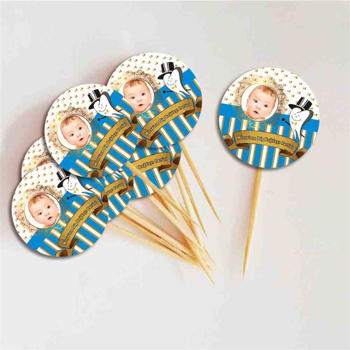 Diş Partisi Gold Şık Temalı Parti Süsleri Cupcake Kurdanı 