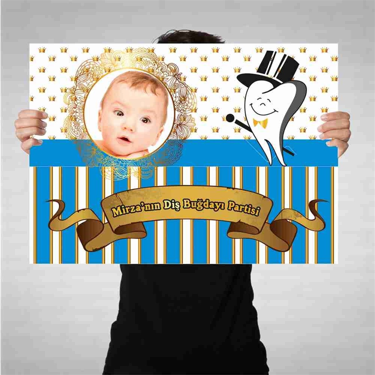 Diş Partisi Gold Şık Temalı Parti Süsleri Bez Afiş 