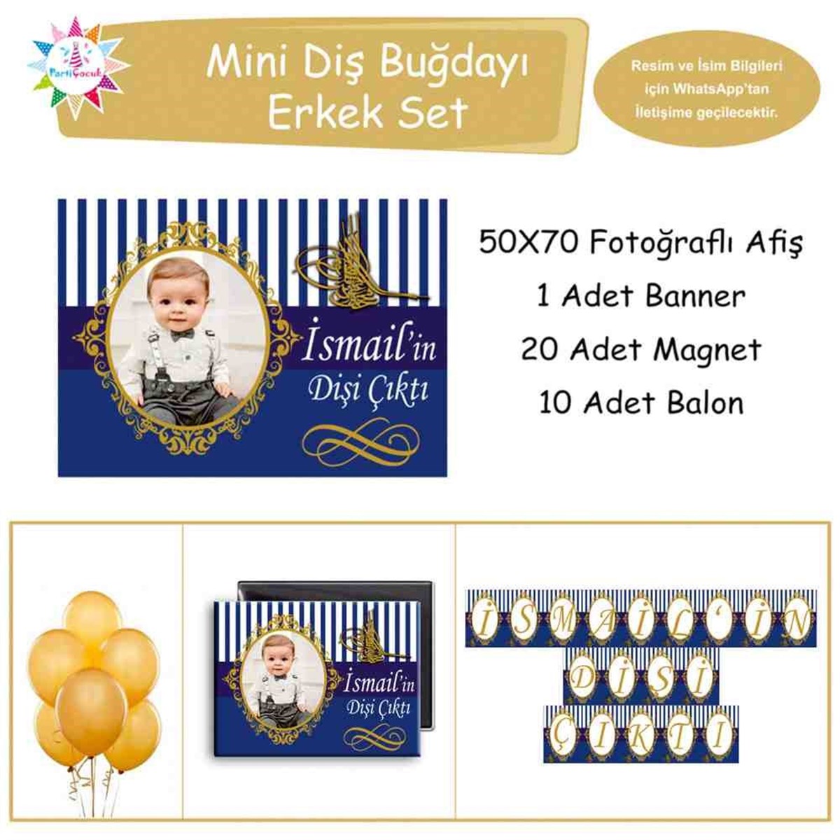 Diş Partisi Gold Tuğralı Mini Set 