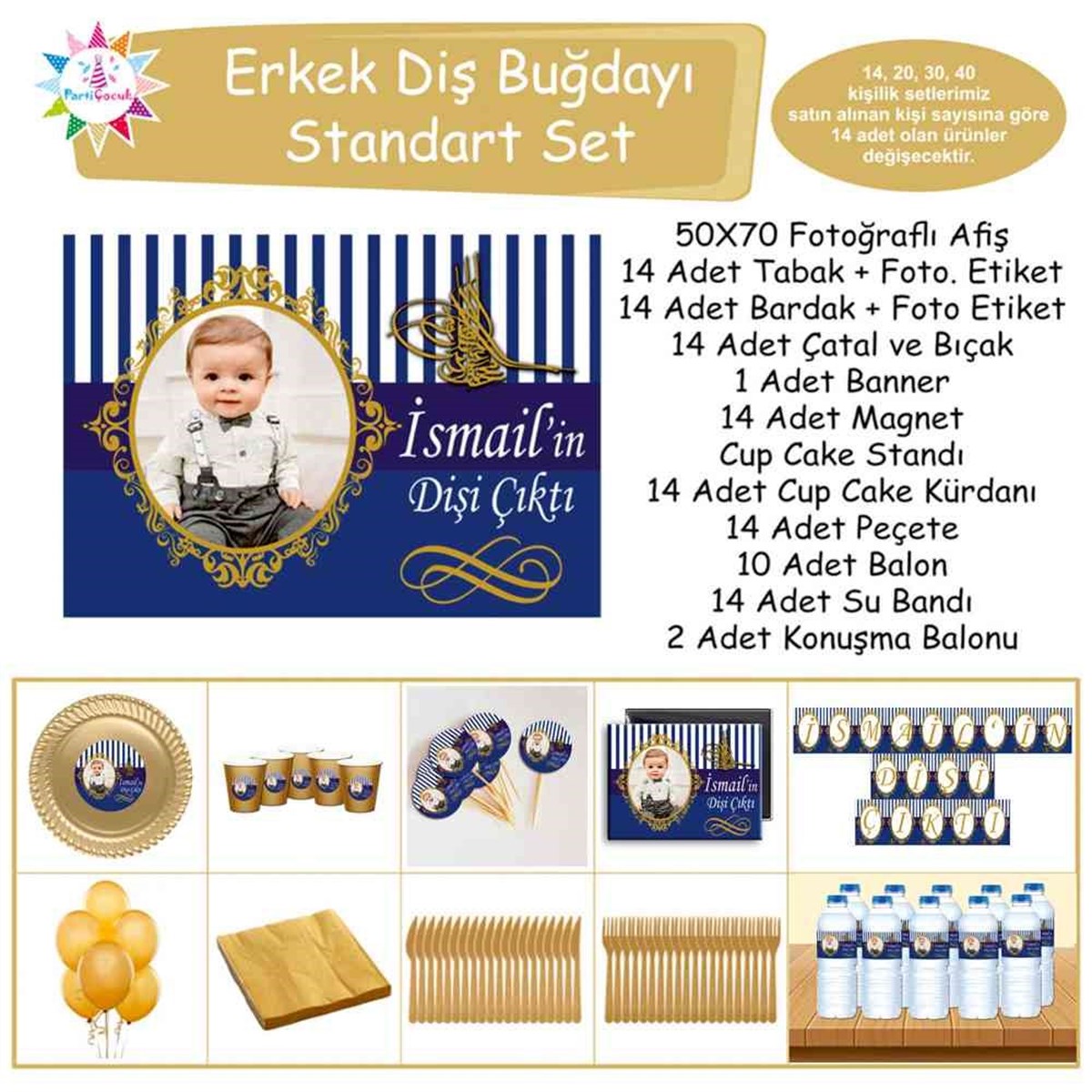 Diş Partisi Gold Tuğralı Standart Set 