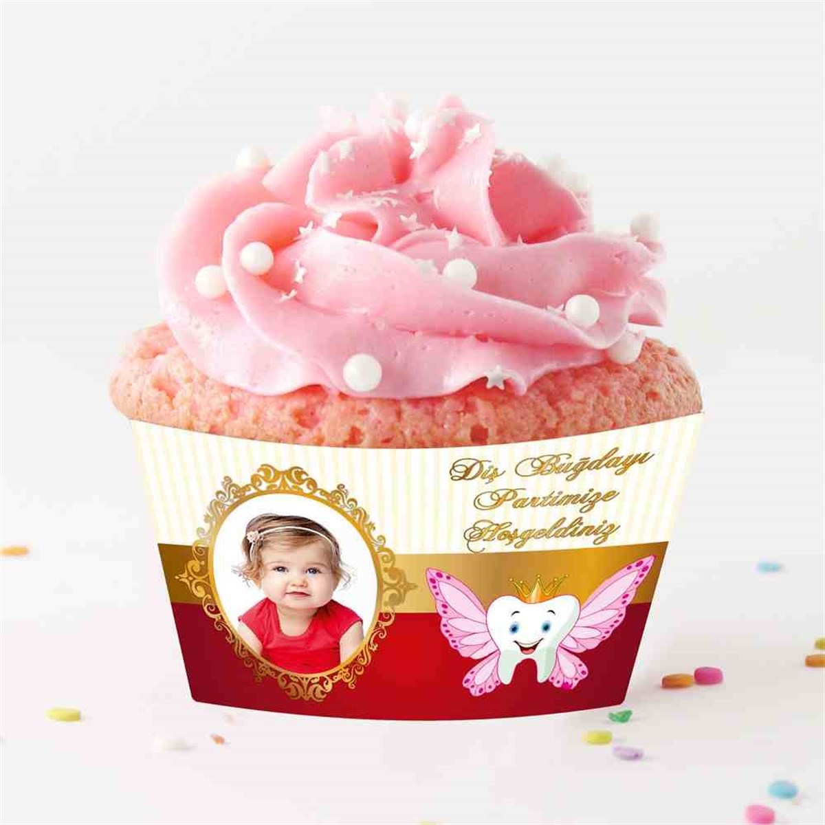 Diş Partisi Gülümseyen Diş Parti Süsü Cupcake Sargısı 