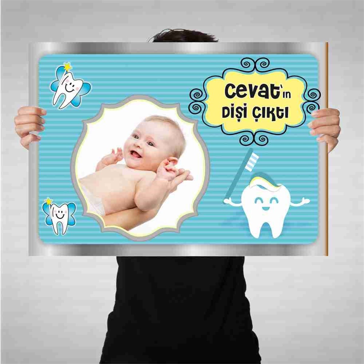 Diş Partisi Gümüş Melekli Konsept Bez Afiş 