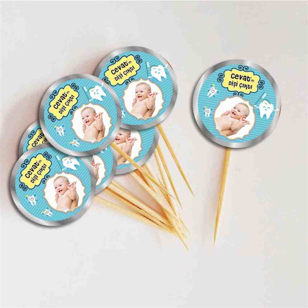 Diş Partisi Gümüş Melekli Konsept Cupcake Kurdanı 