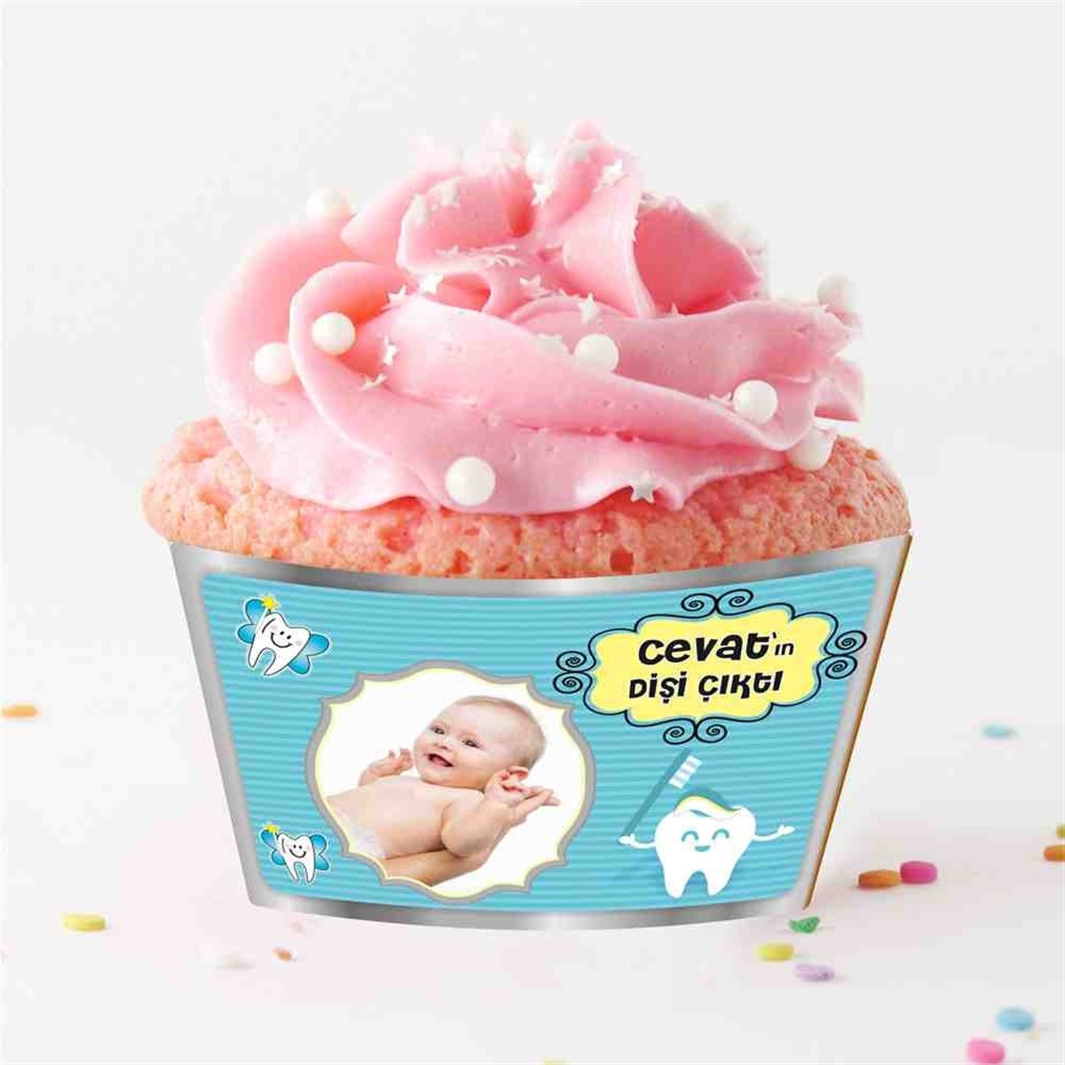 Diş Partisi Gümüş Melekli Konsept Cupcake Sargısı 