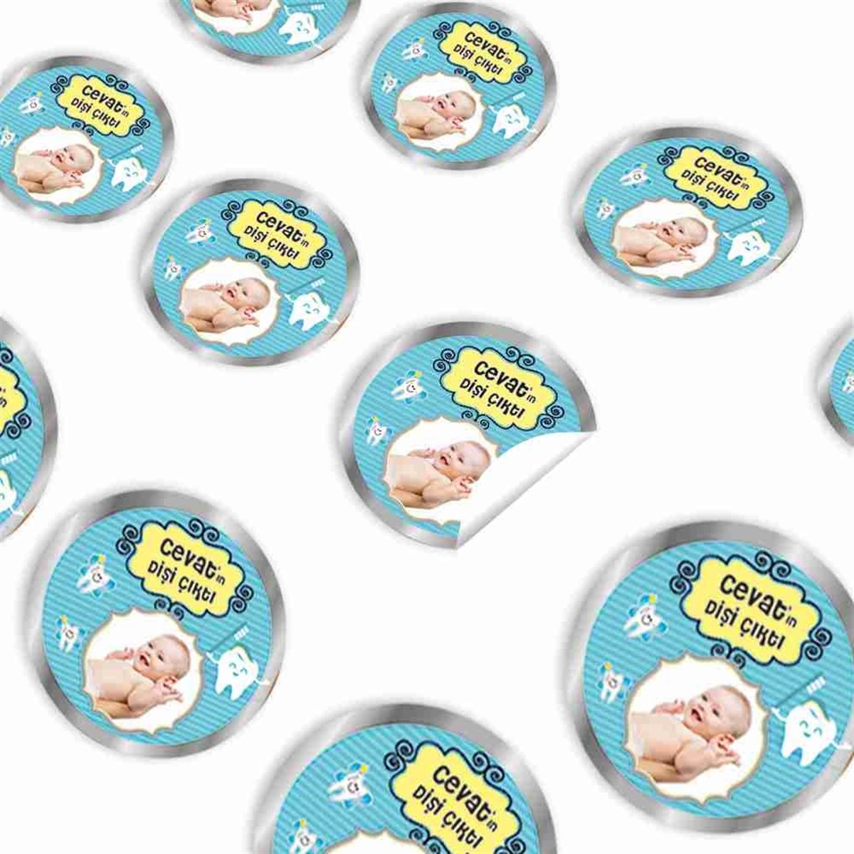 Diş Partisi Gümüş Melekli Konsept Sticker 30 Adet 