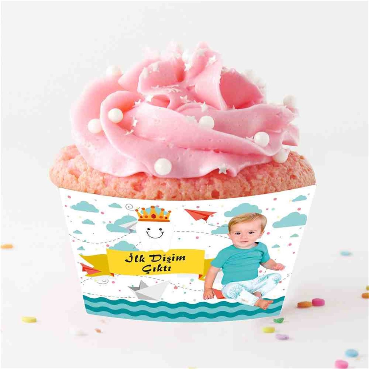 Diş Partisi Kağıt gemi Temalı Cupcake Sargısı 
