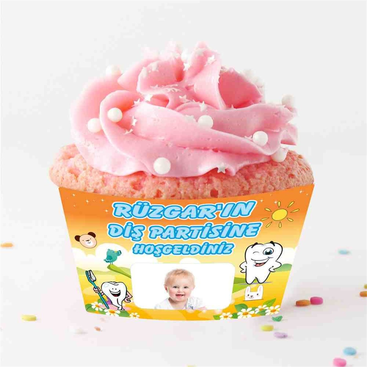 Diş Partisi Kavuniçili Konsept Cupcake Sargısı 