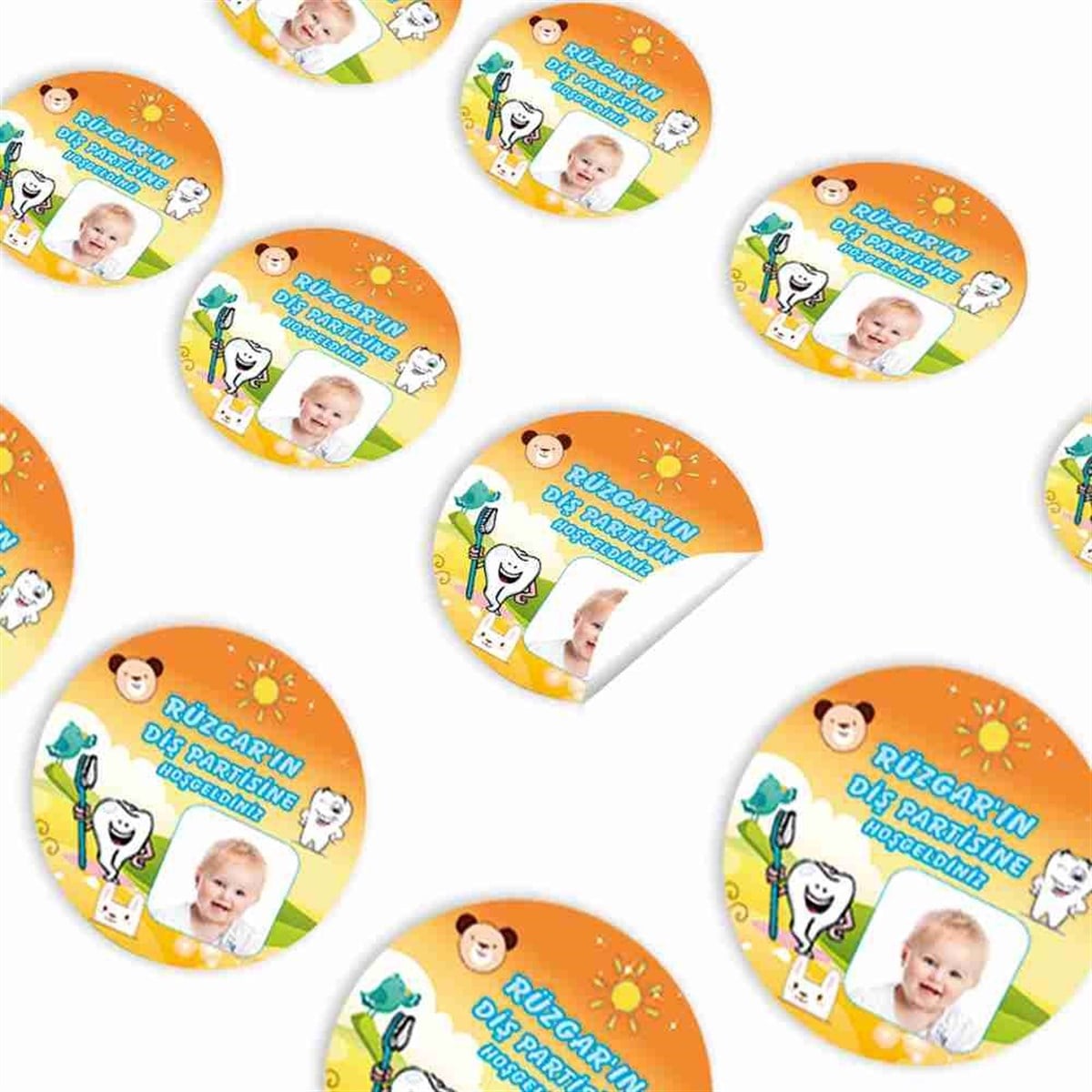 Diş Partisi Kavuniçili Konsept Sticker 30 Adet 