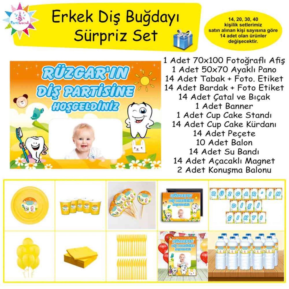 Diş Partisi Kavuniçili Süsleri Süpriz Set 