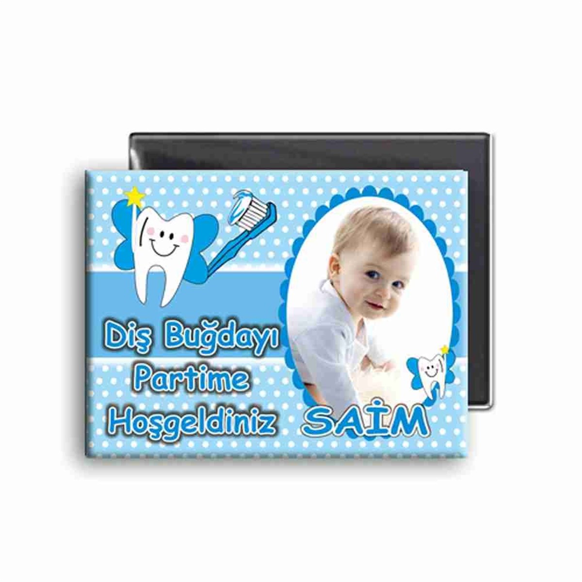 Diş Partisi Mavi Puantiyeli Buzdolabı Magneti 