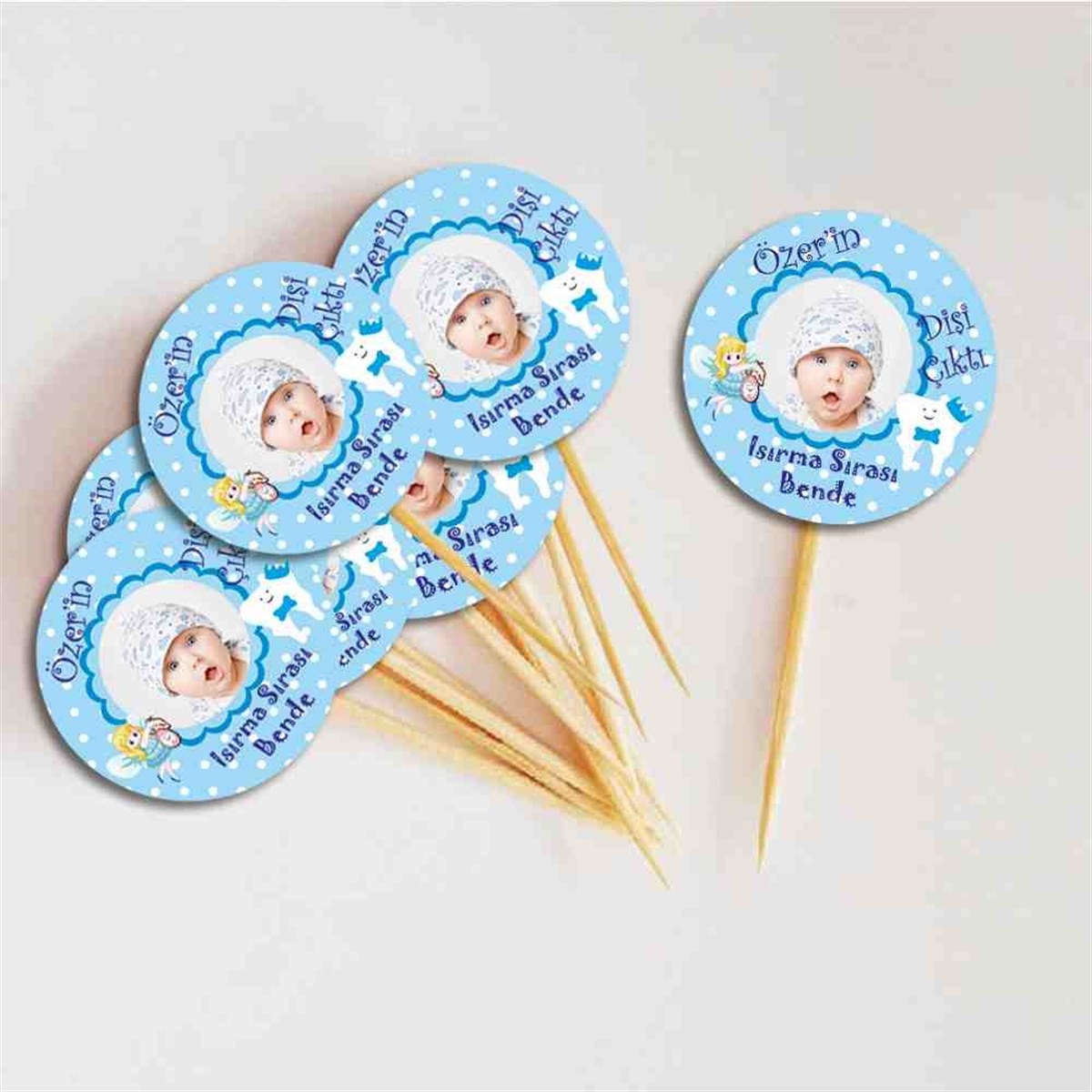 Diş Partisi Melekli Dişli Mavi Cupcake Kurdanı 