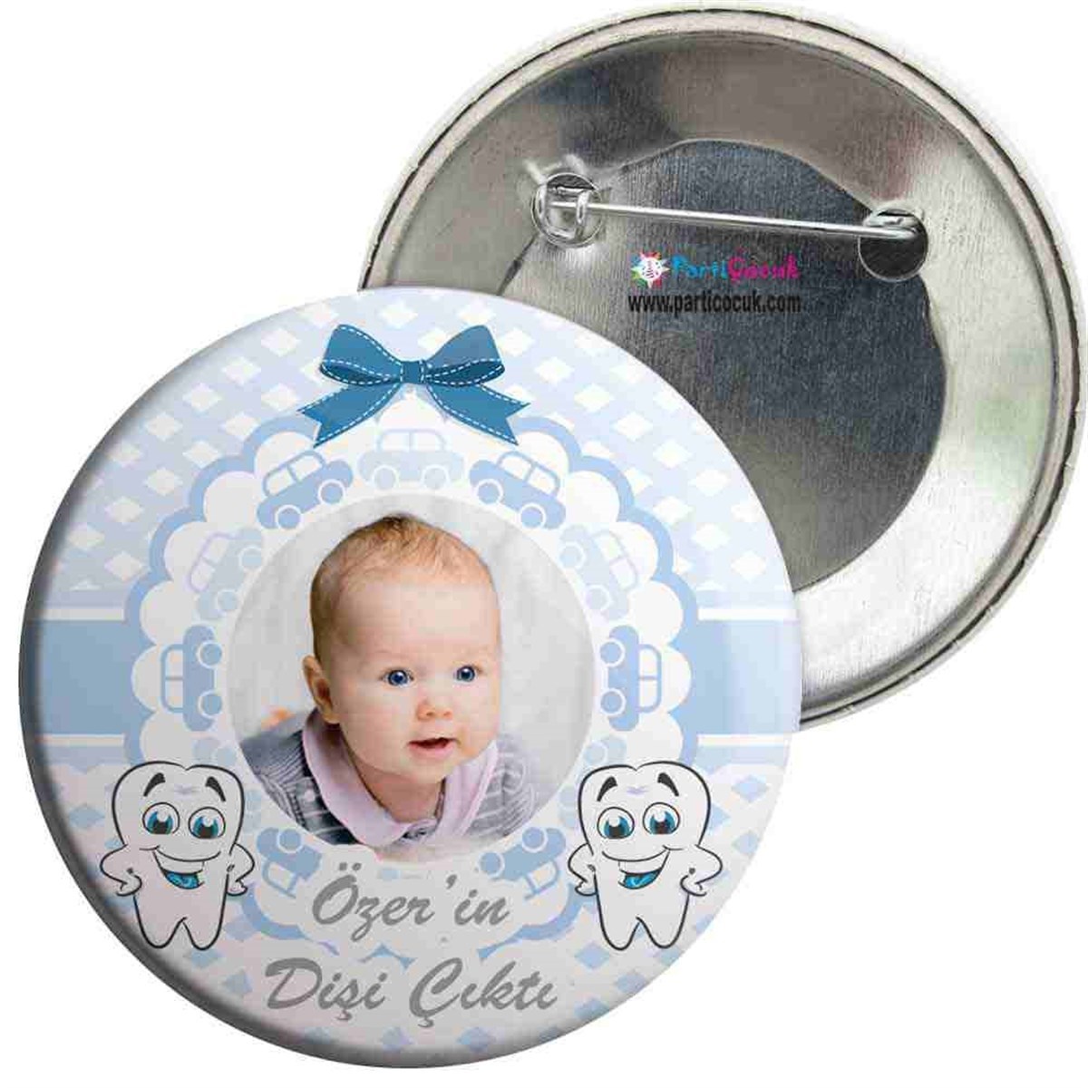 Diş Partisi Melekli Dişli Mavi İğneli Rozet 