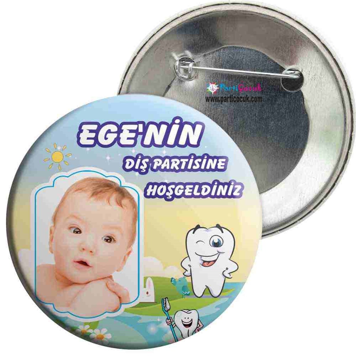 Diş Partisi Melekli Dişli Mavi İğneli Rozet 