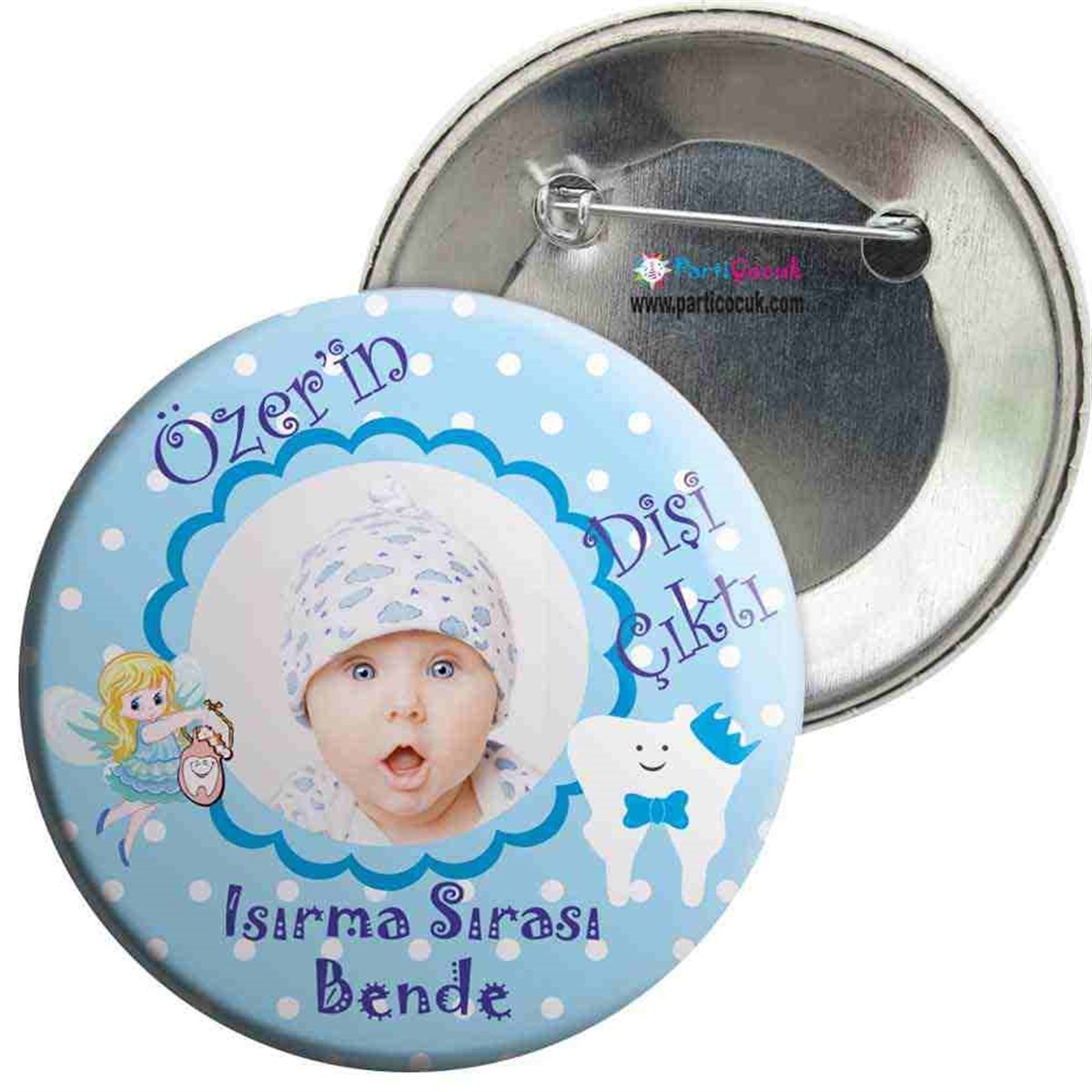 Diş Partisi Melekli Dişli Mavi İğneli Rozet 