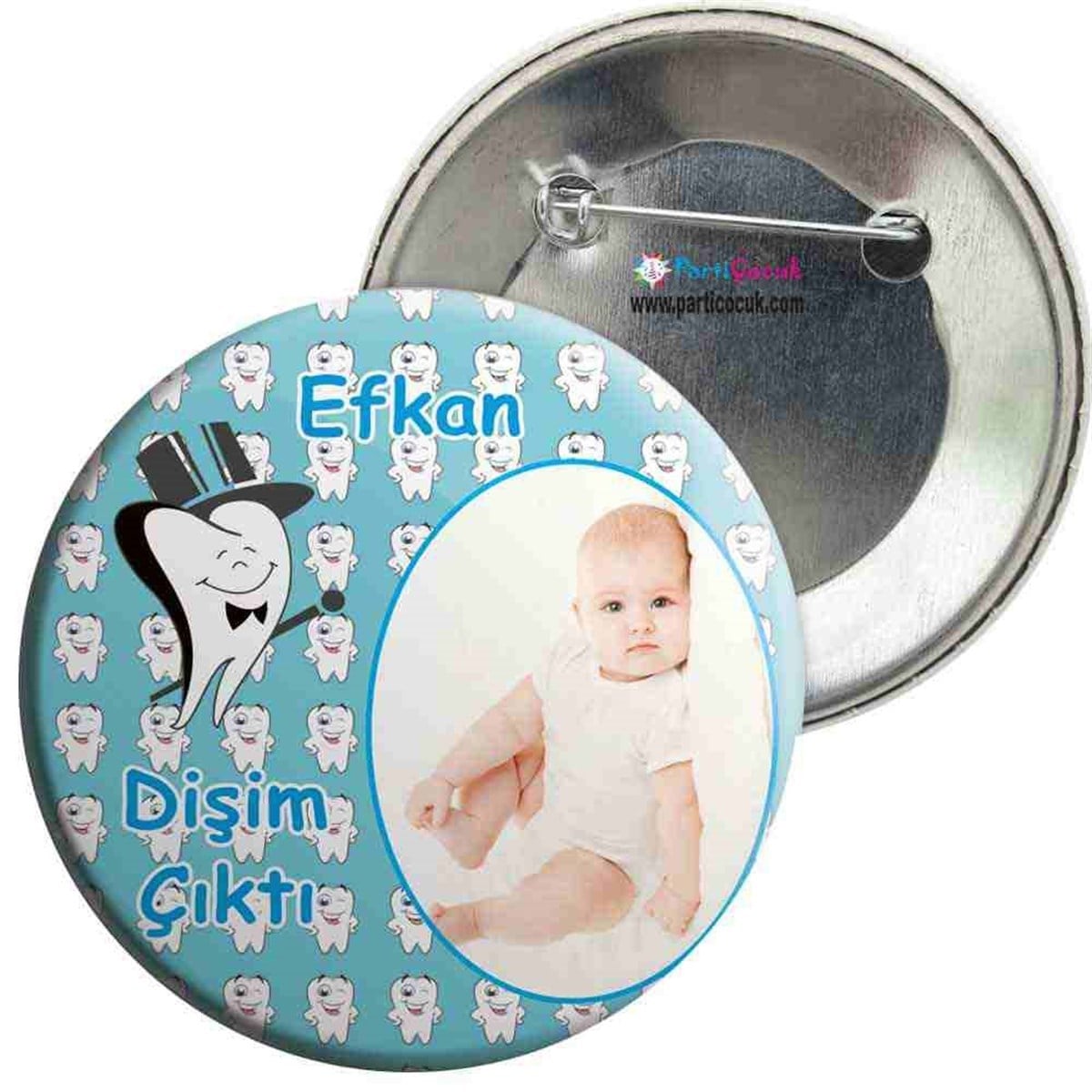 Diş Partisi Melekli Dişli Mavi İğneli Rozet 