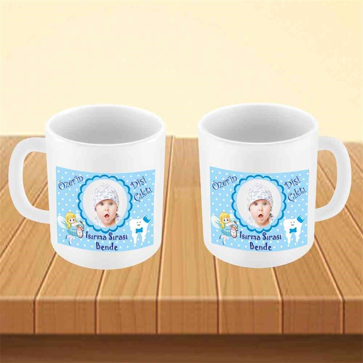 Diş Partisi Melekli Dişli Mavi Kupa Bardak Mug  