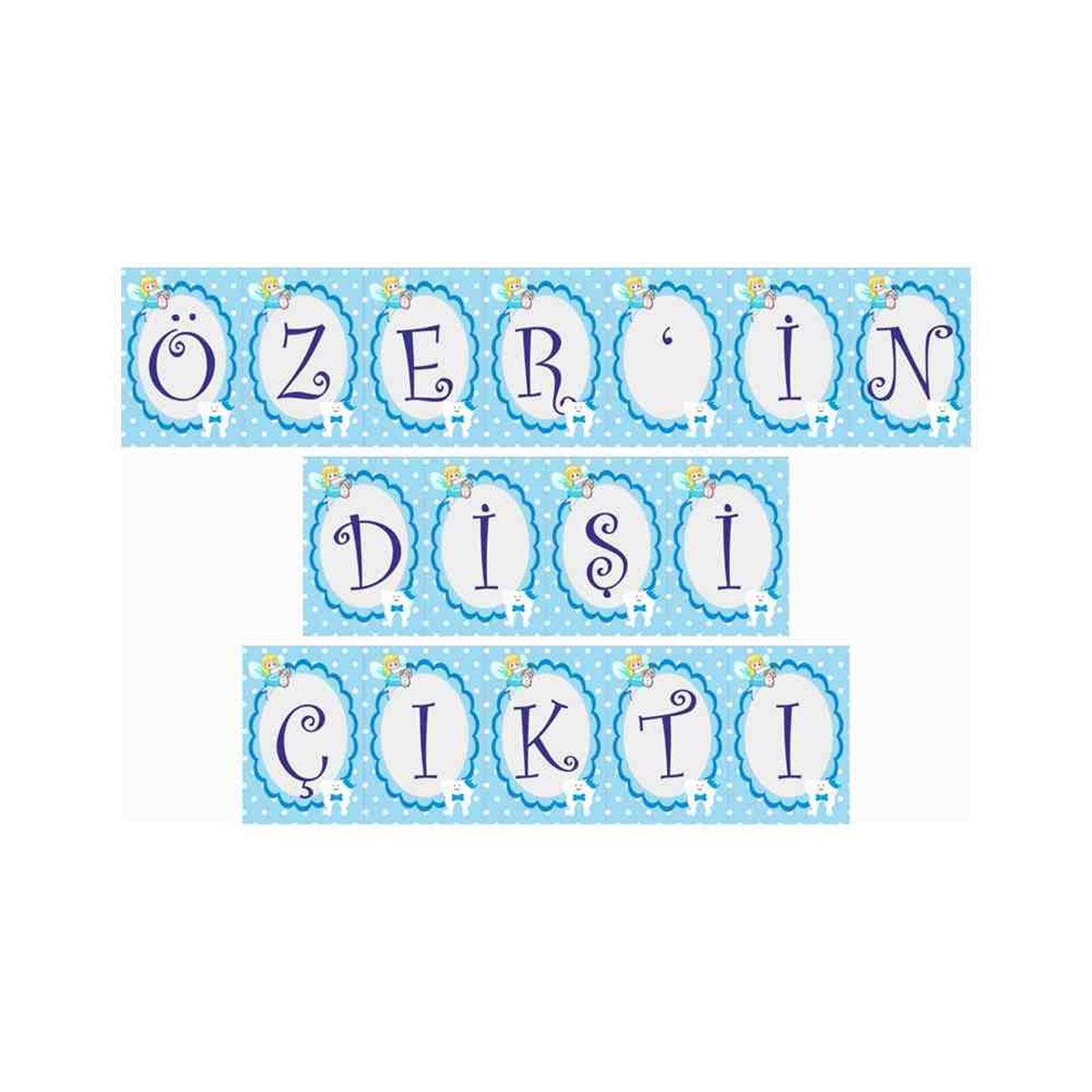 Diş Partisi Melekli dişli Mavi Seti Harf Banner 