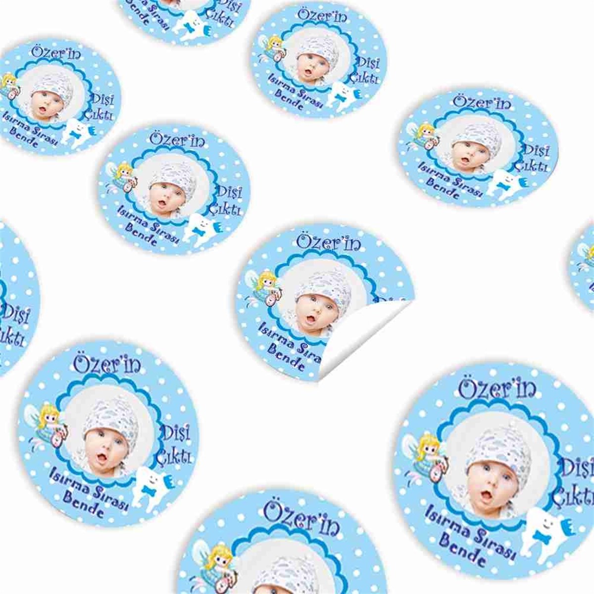 Diş Partisi Melekli Dişli Mavi Sticker 30 Adet 