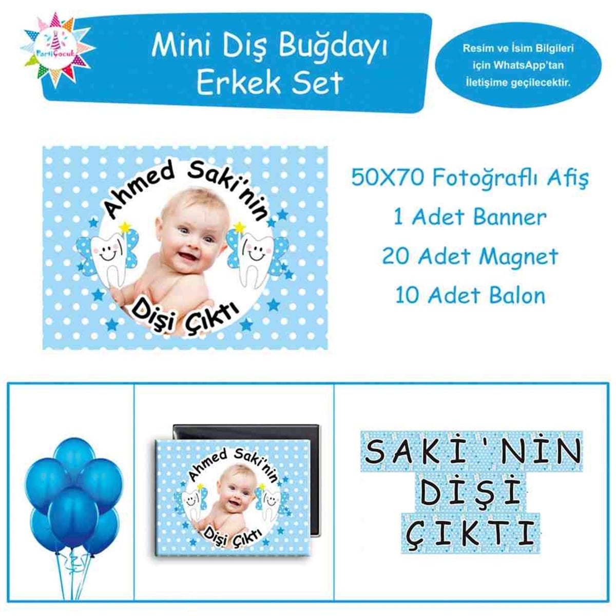 Diş Partisi Melekli Mavi Parti Süsleri Mini Set 