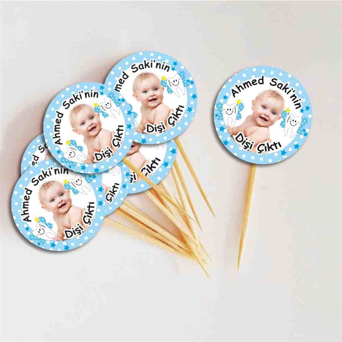Diş Partisi Melekli Mavi Tema Cupcake Kurdanı 