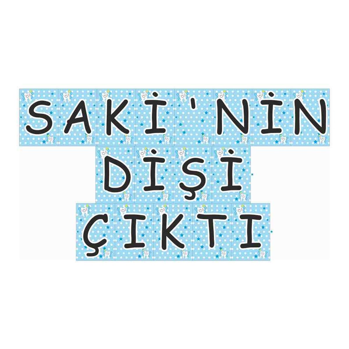 Diş Partisi Melekli Mavi Tema Seti Harf Banner 