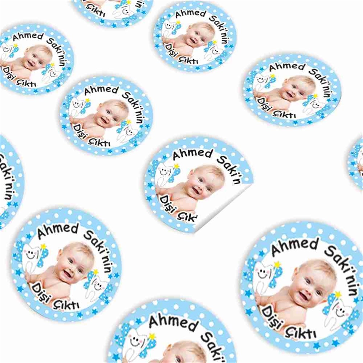 Diş Partisi Melekli Mavi Tema Sticker 30 Adet 