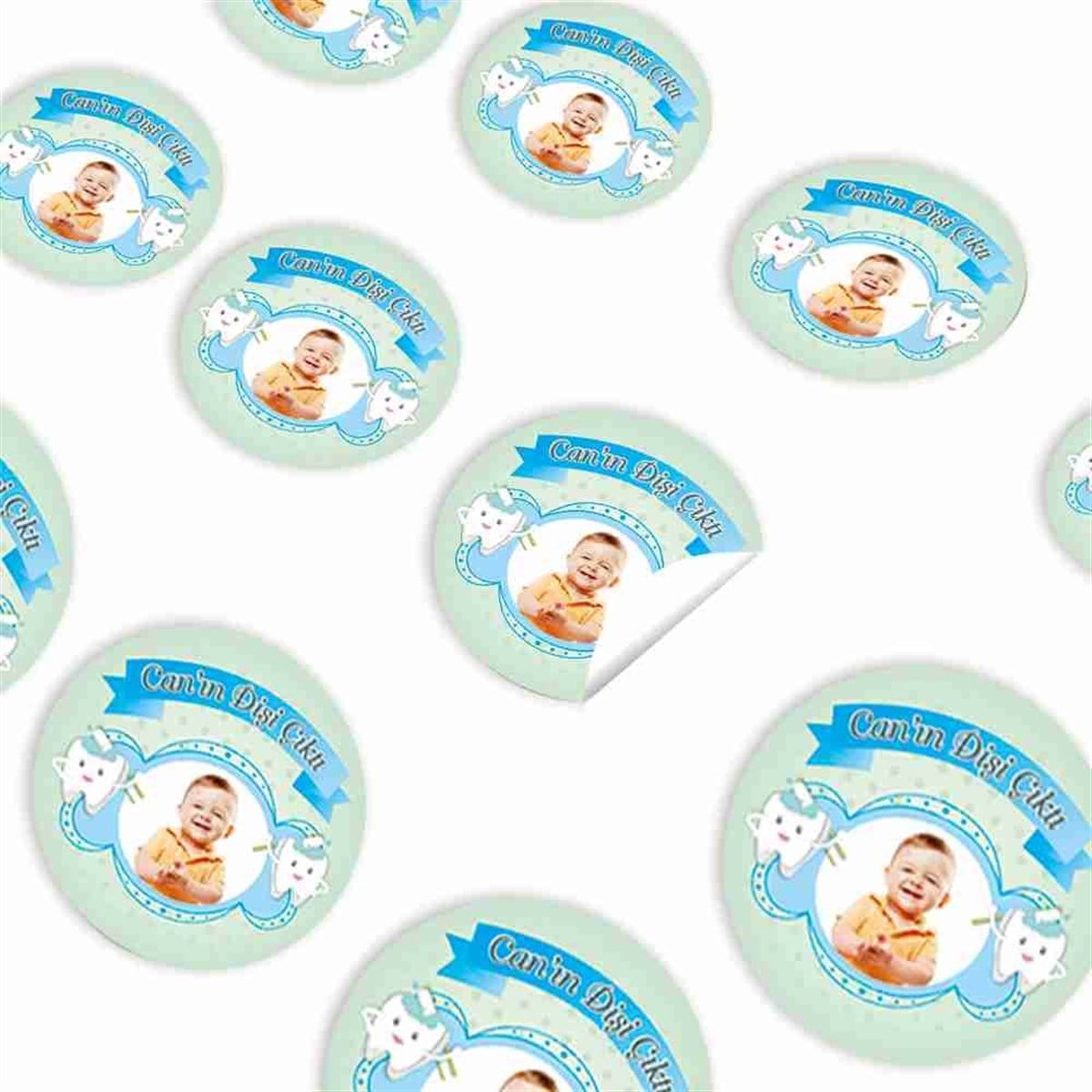 Diş Partisi Mint Duş Alan Diş Konsepti Sticker 30 Adet 