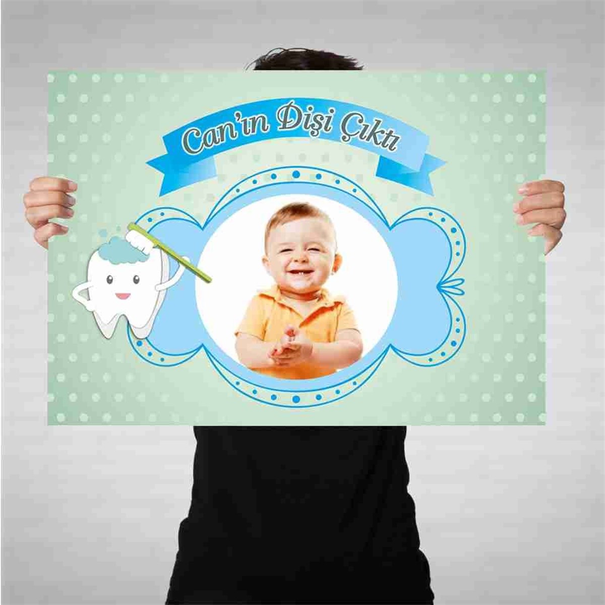 Diş Partisi Mint Duş Alan Diş Konsepti Bez Afiş 