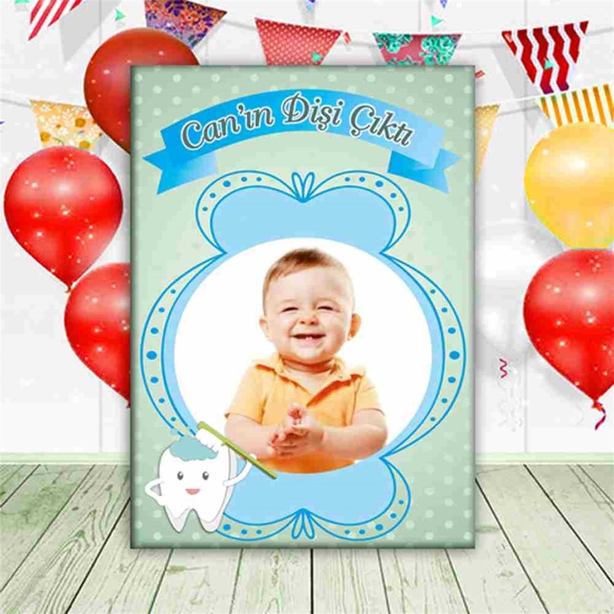 Diş Partisi Mint Duş Alan Diş Konsepti Ayaklı Pano 