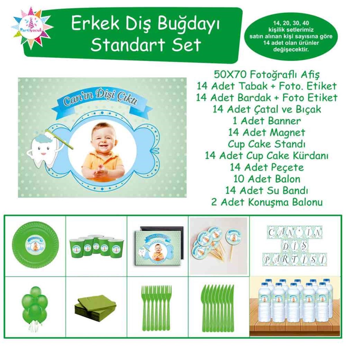 Diş Partisi Mint Duş Alan Diş Standart Set 