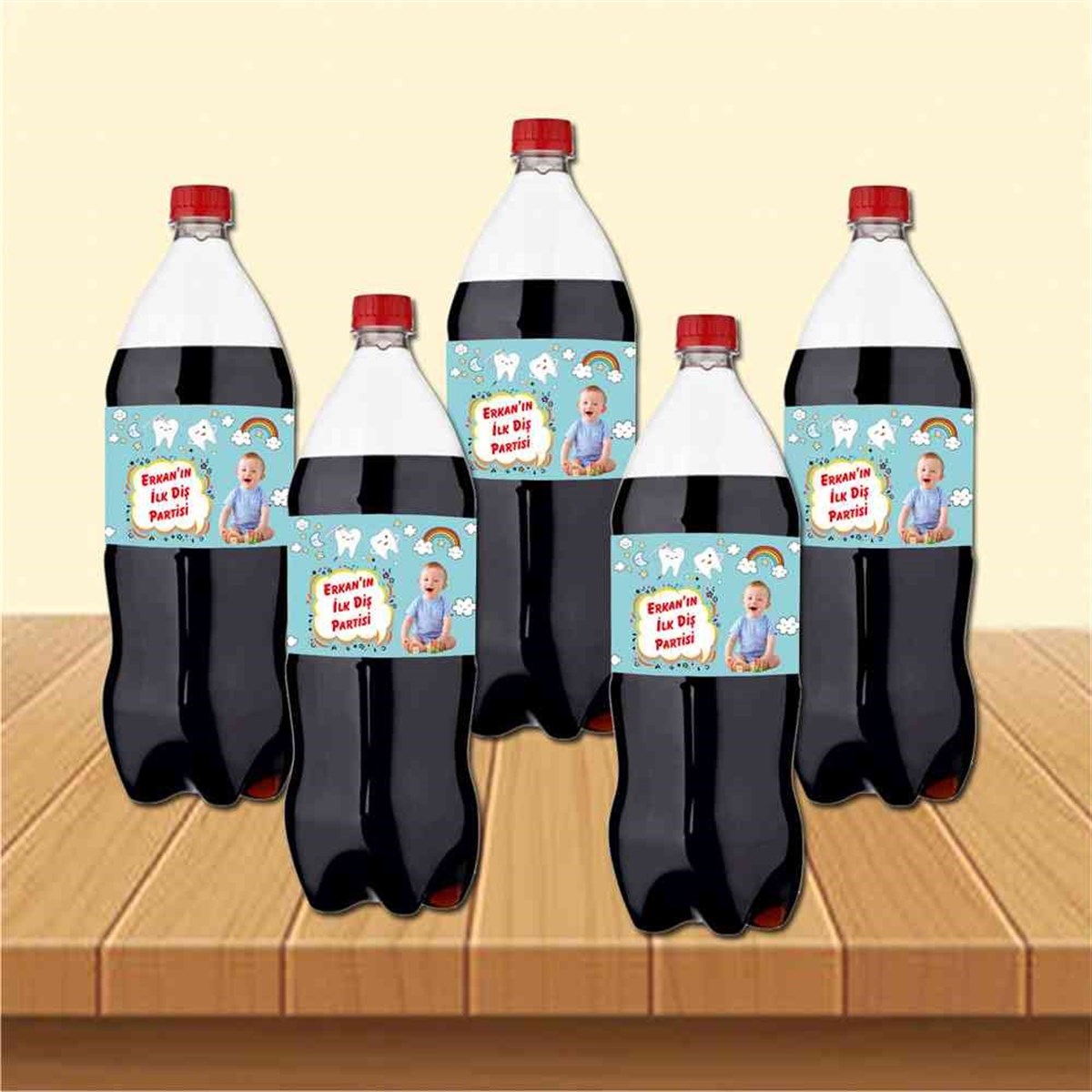 Diş Partisi Mor Balonlu ve Süslü Diş Cola Şisesi Bandı 