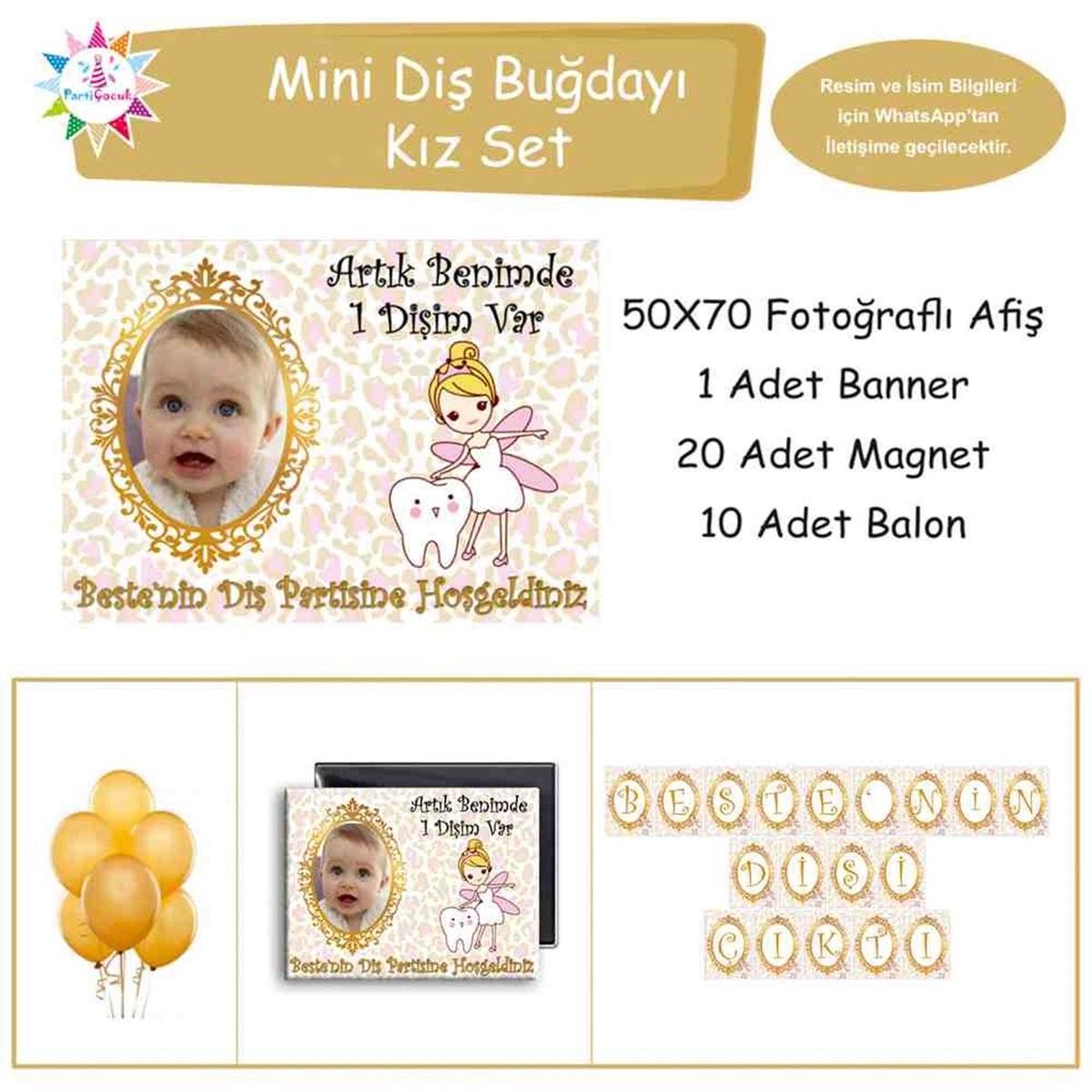 Diş Partisi Mor Balonlu ve Süslü Diş Mini Set 