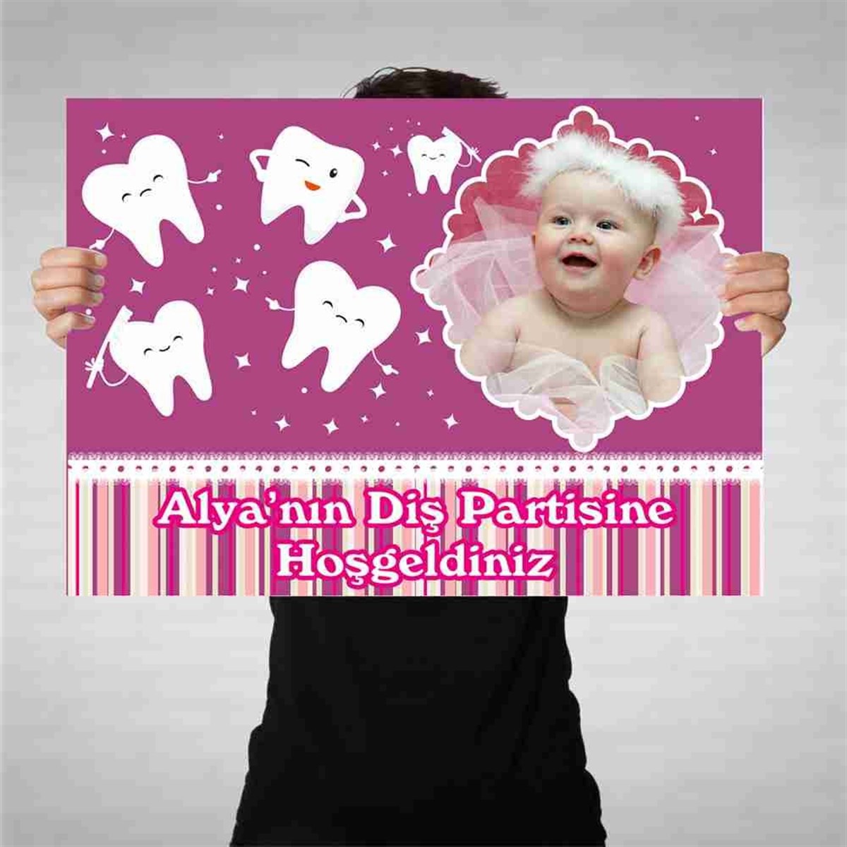 Diş Partisi Mor Uzayda Diş Konsept Bez Afiş 