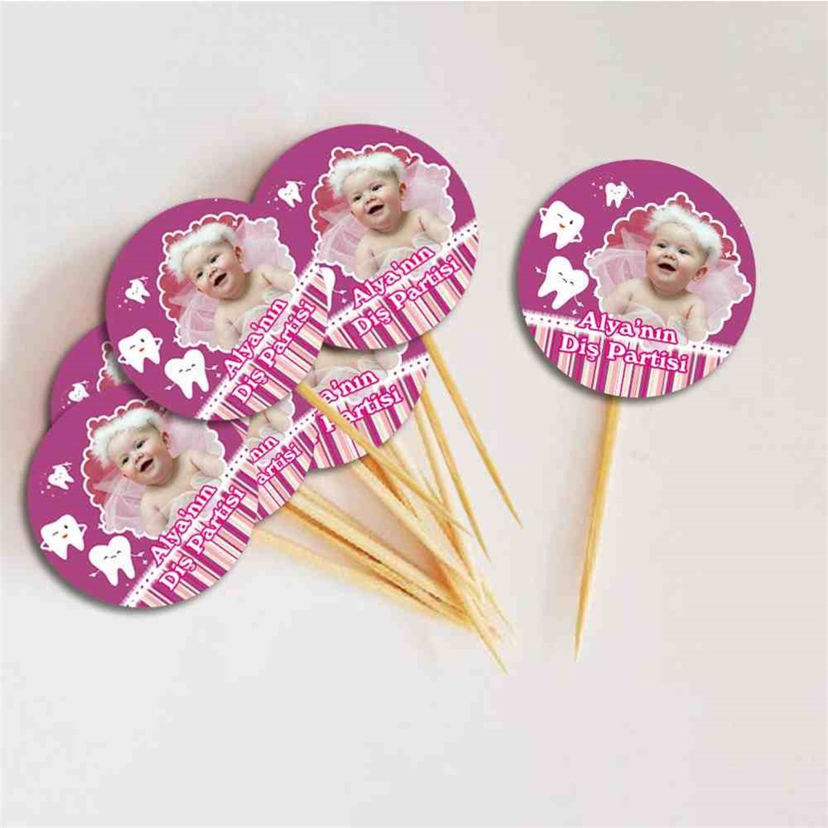 Diş Partisi Mor Uzayda Diş Konsept Cupcake Kurdanı 