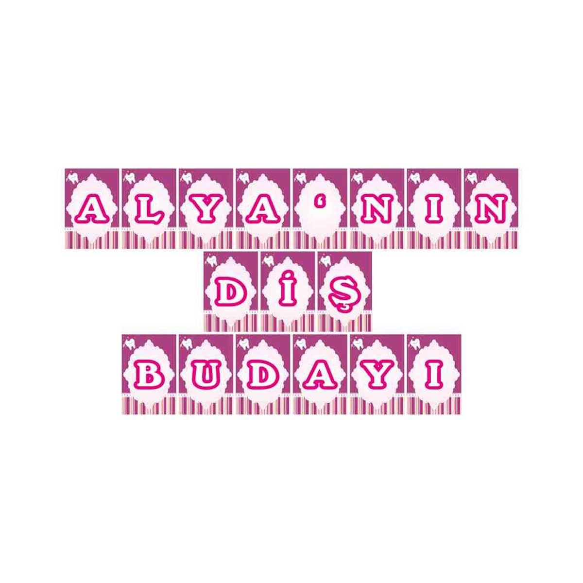 Diş Partisi Mor Uzayda Diş Konsept Harf Banner 