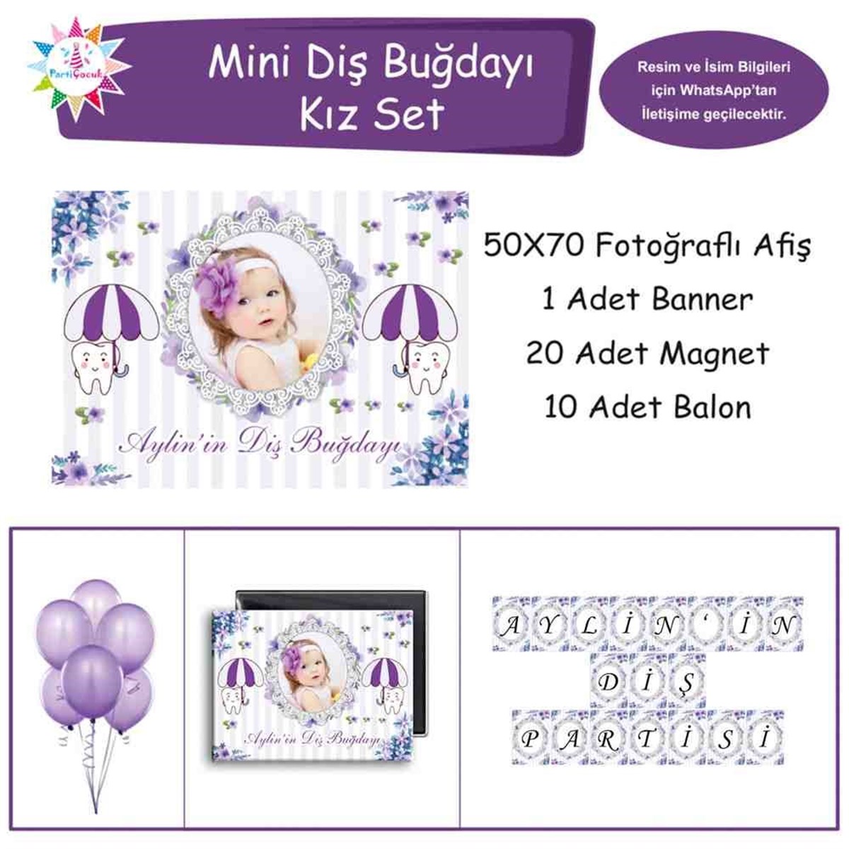 Diş Partisi Mor Uzayda Diş Konsept Mini Set 