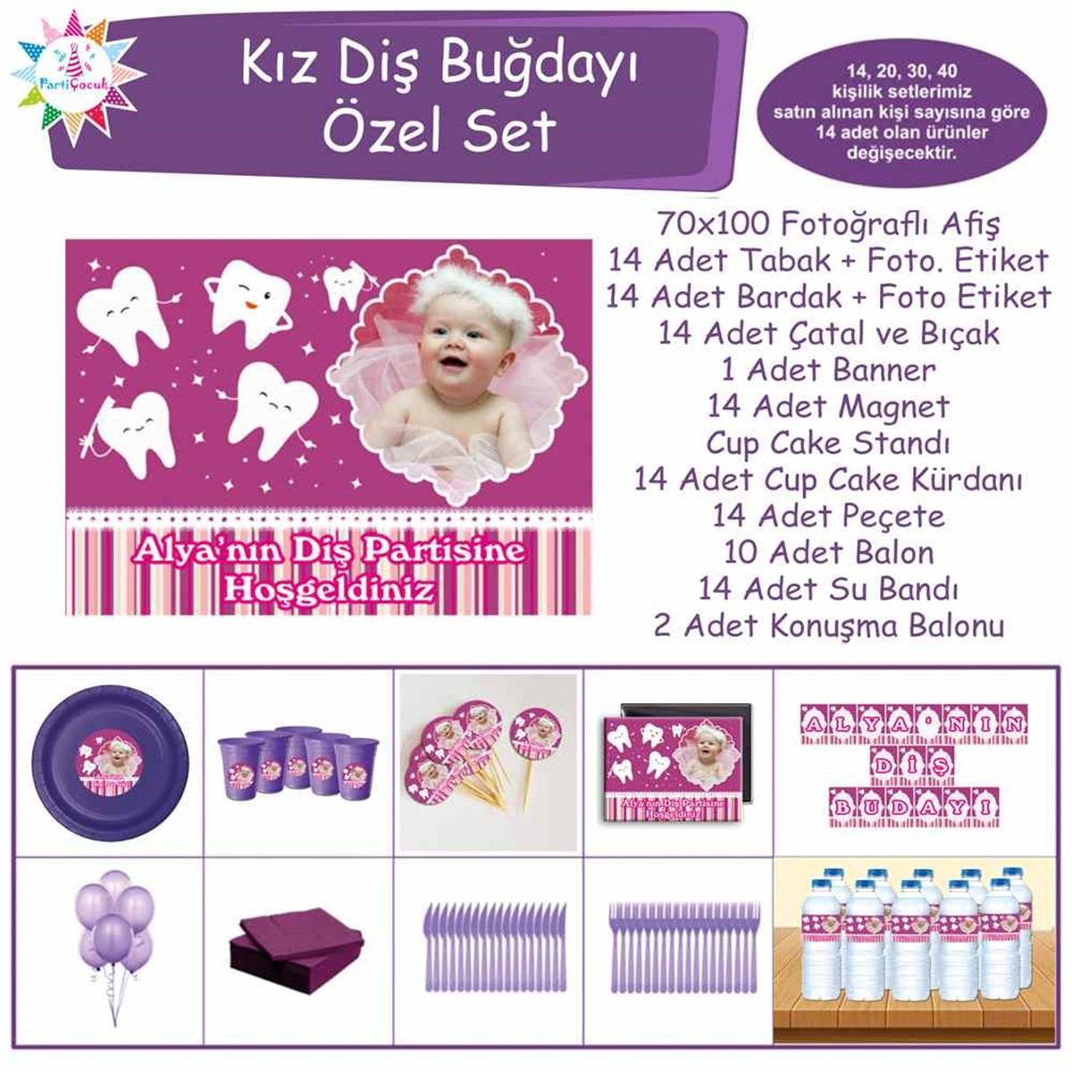 Diş Partisi Mor Uzayda Diş Konsept Özel Set 